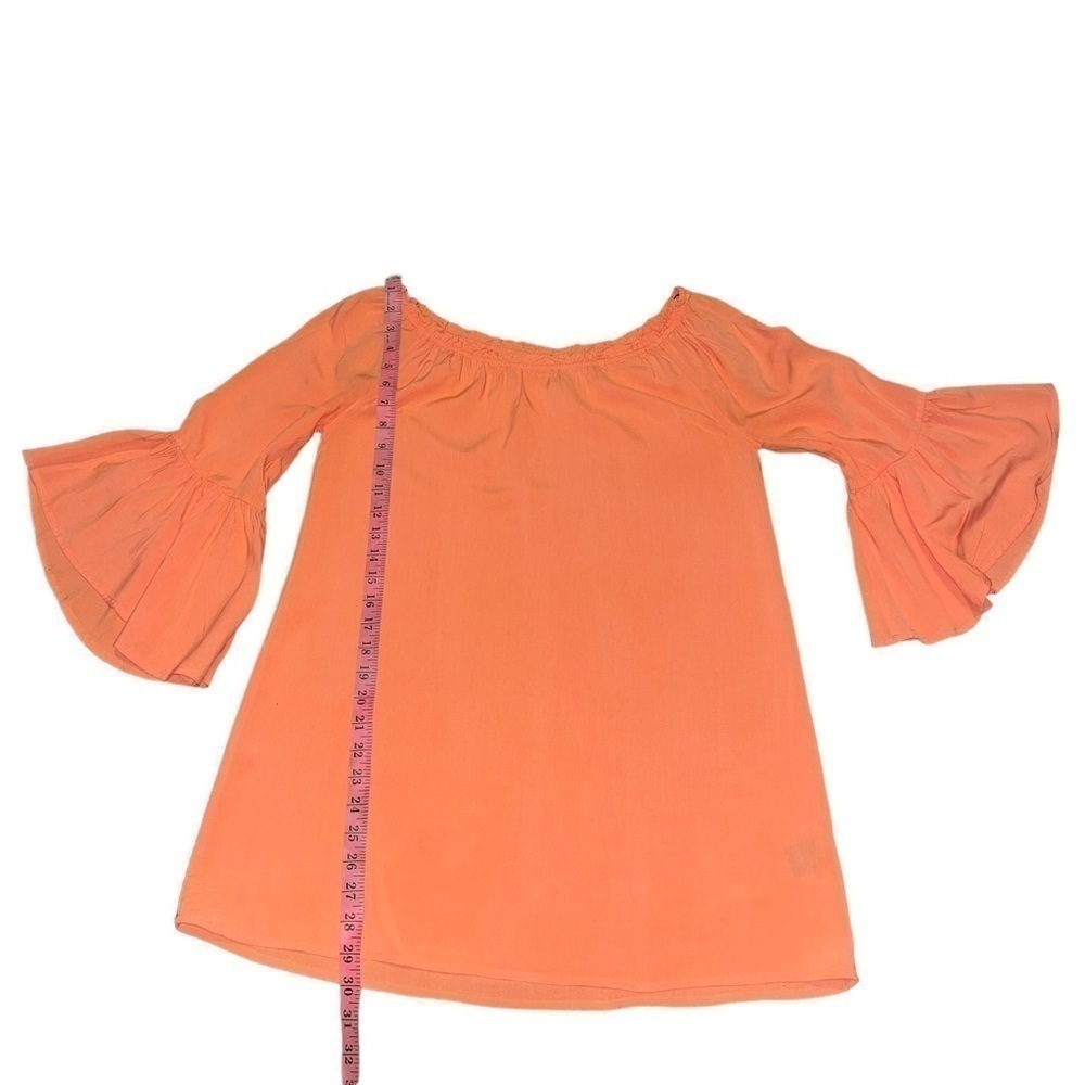 Blu Pepper Off Shoulders/Bell Peach Orange Sleeves Mini Dress Size Small - Picture 7 of 11